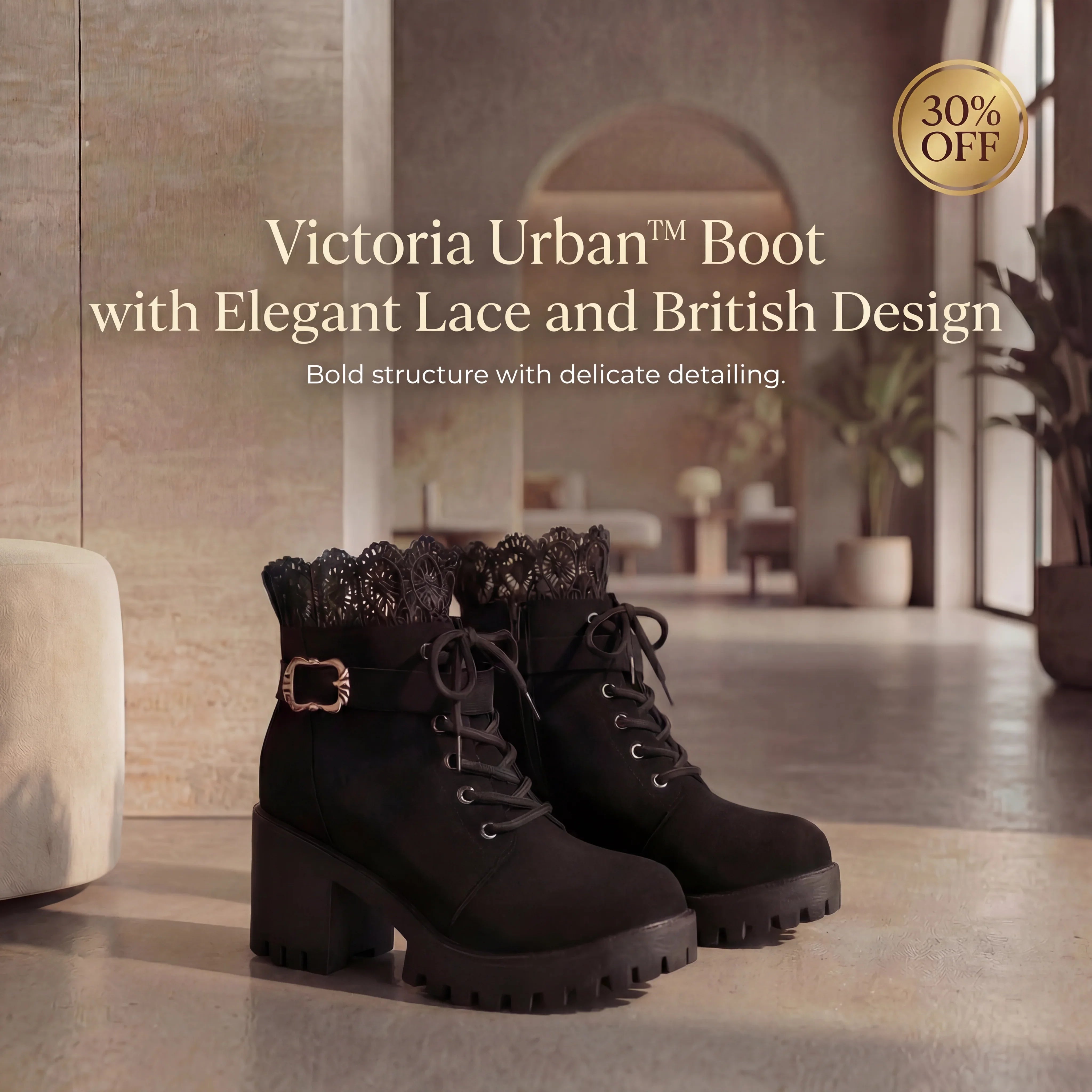 Victoria Urban™ Boot with Elegant Lace and British Design