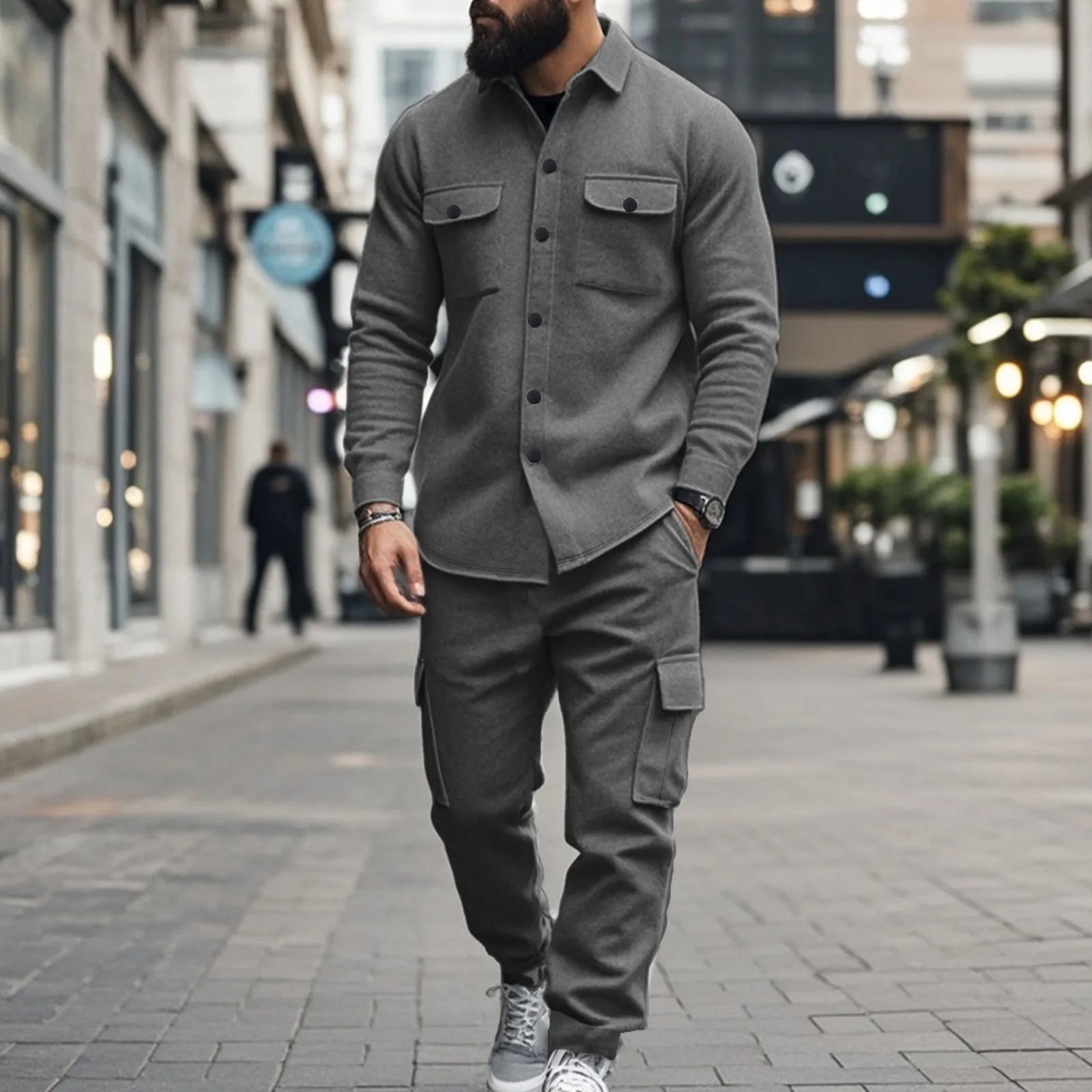 Set Benson™ in Fleece with Long-Sleeve Shirt and Cargo Pants