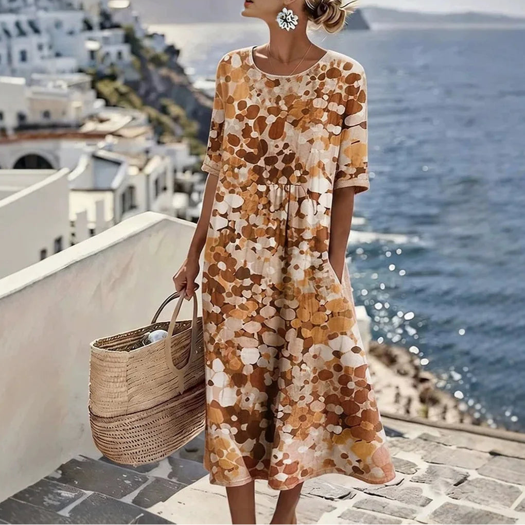 Florenne™ Dress with Abstract Floral Print and Relaxed Silhouette