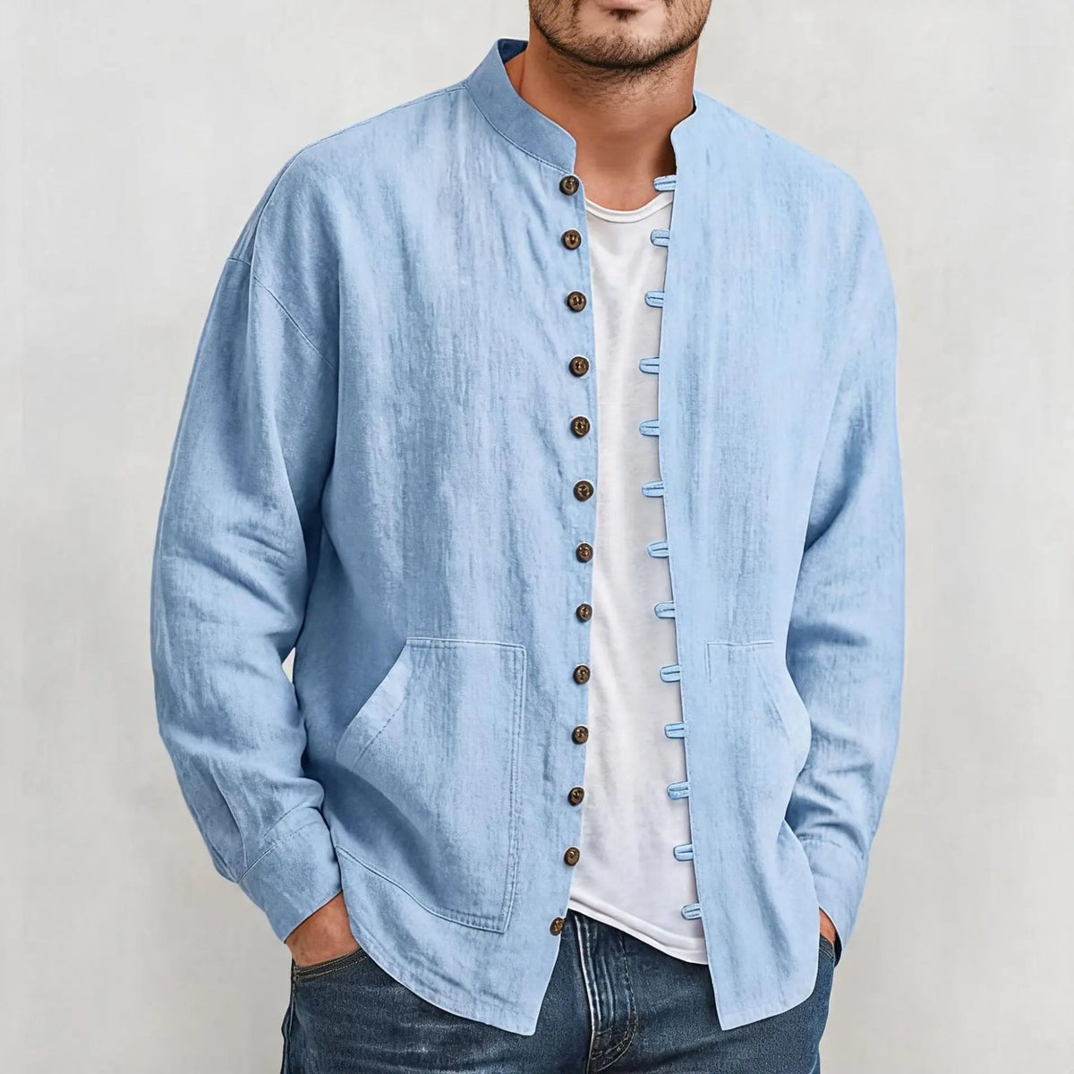 Bastien™ Shirt with Textured Fabric and Front Buttons with Toggle Details