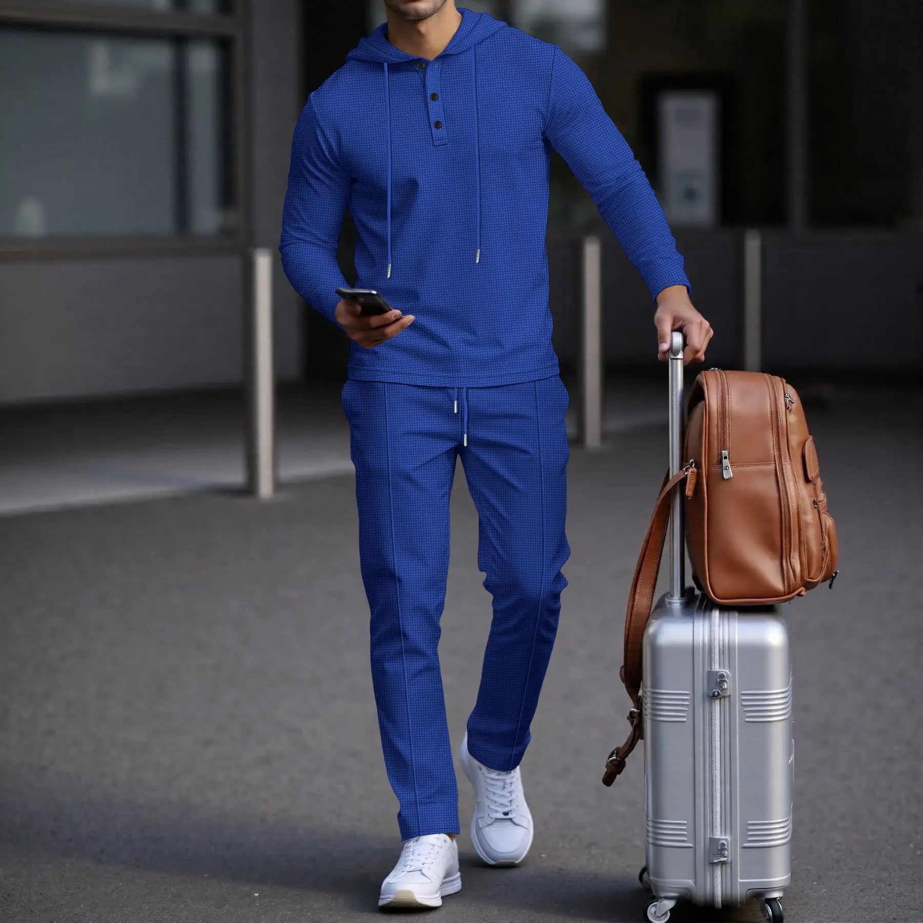 Manchester™ Textured Cotton Hoodie and Slim Pants Set