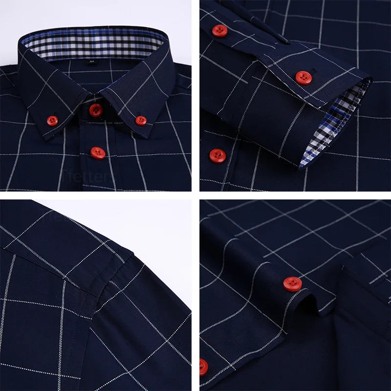 Shirt Alaric™ with Windowpane Pattern, Button-Down Collar and Contrast Buttons