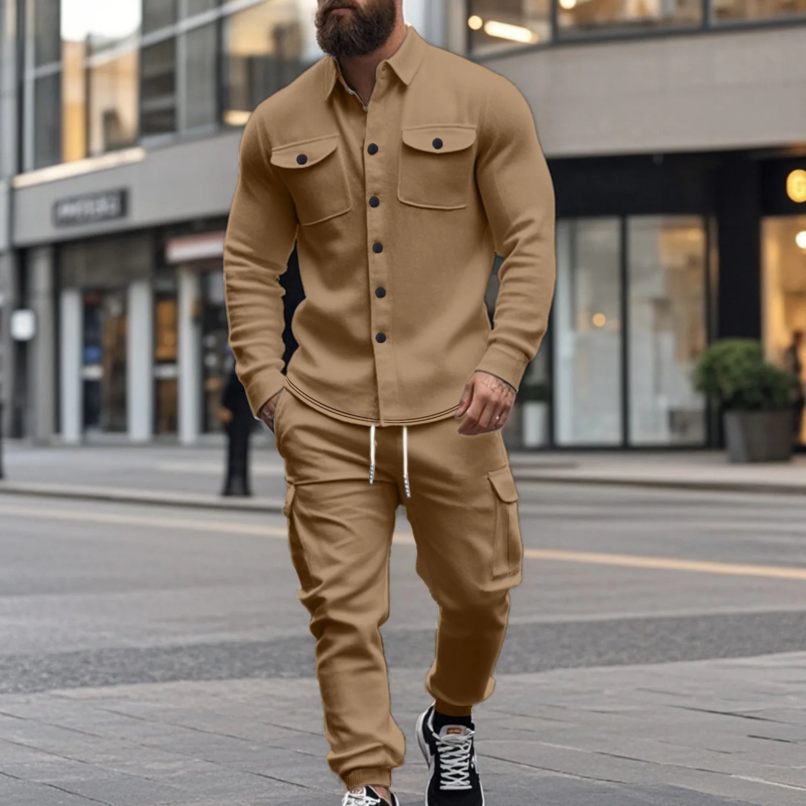 Set Benson™ in Fleece with Long-Sleeve Shirt and Cargo Pants