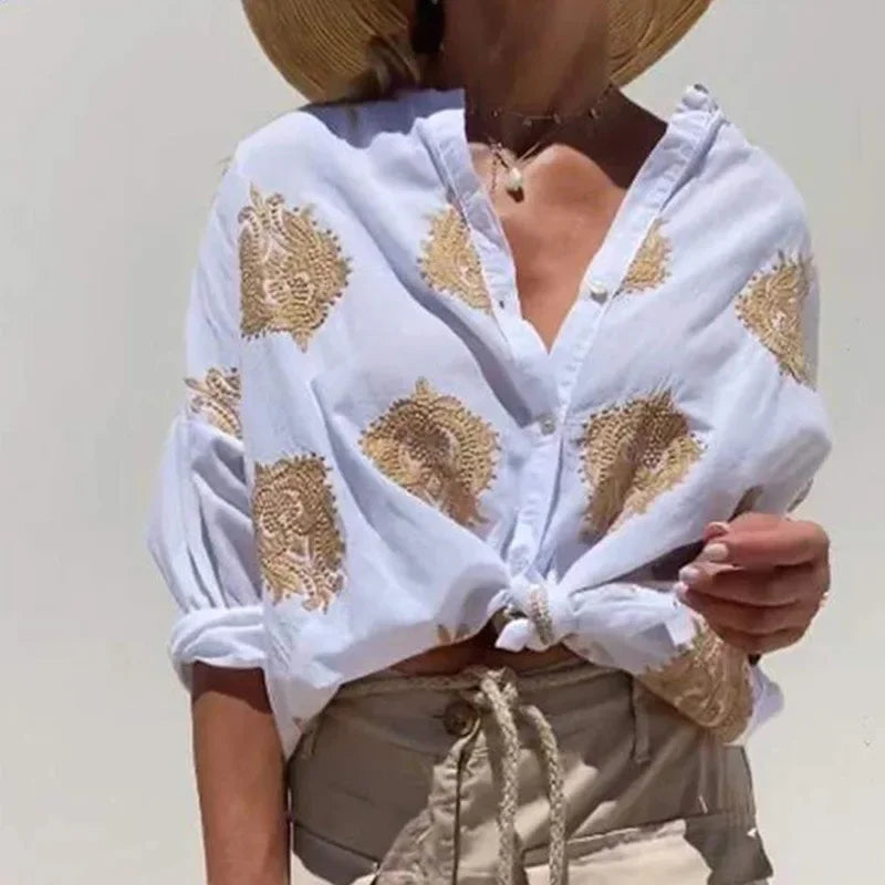Palace™ Shirt in Cotton with Baroque Prints Embroidered in Gold / The Sophistication of European Fashion in Your Style!