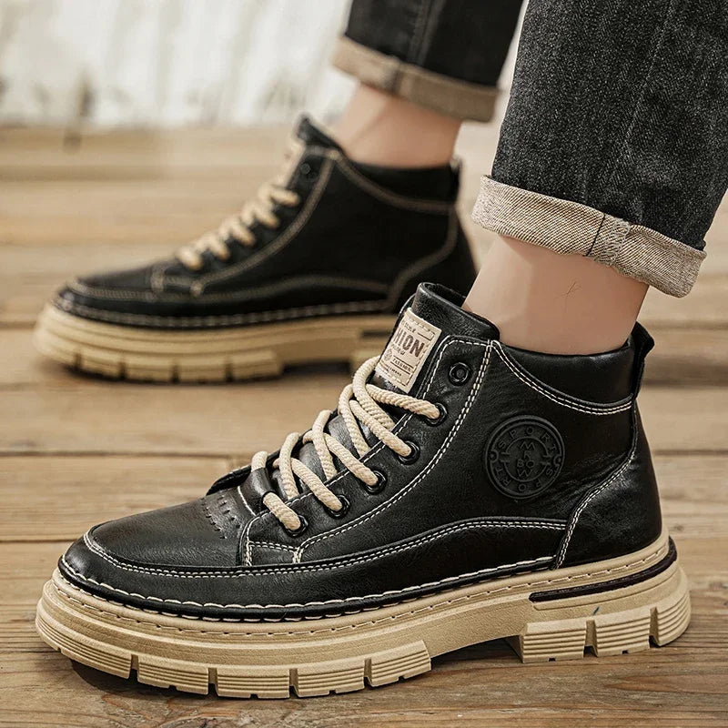 Redford™ Premium Handcrafted Leather Boots with Slip-Resistant Lug Sole and Reinforced Stitching