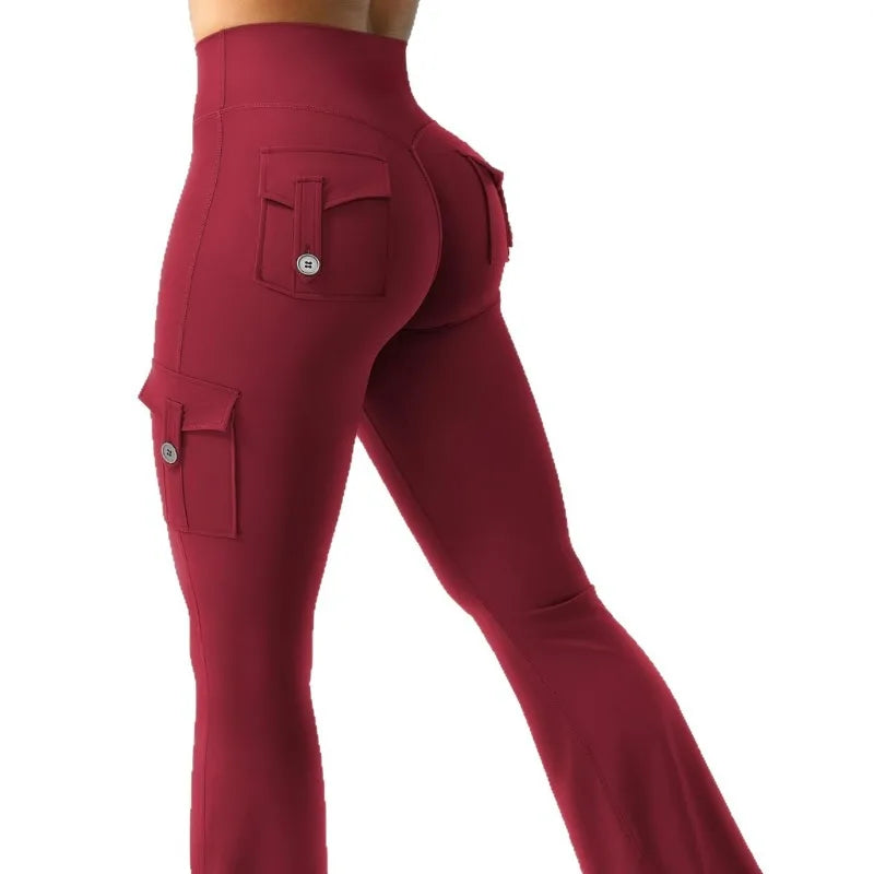 Nadia™ Flare Leggings with Butt-Lifting Effect and Cargo Pockets