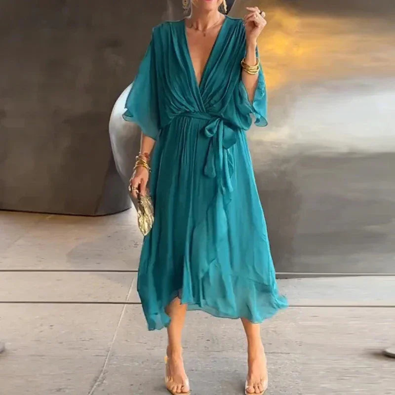 Lumière™ Dress with Flowing Sleeves and Adjustable Waist / The Perfect Balance between Lightness and Elegance!