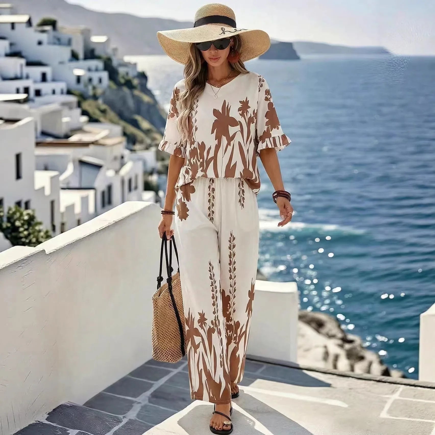 Veridiane™ Set With Ruffle Sleeves And Straight-Leg Pants