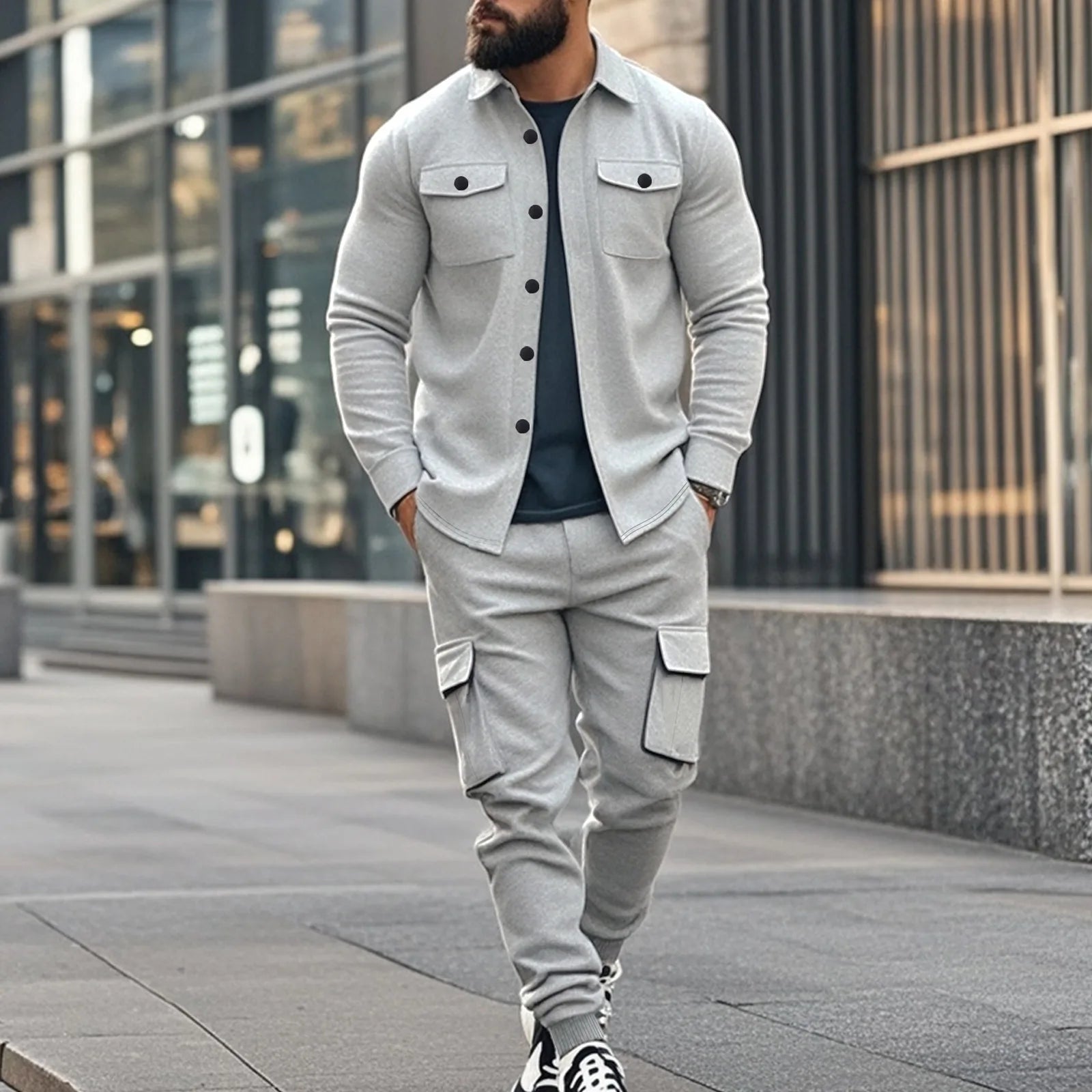 Set Benson™ in Fleece with Long-Sleeve Shirt and Cargo Pants