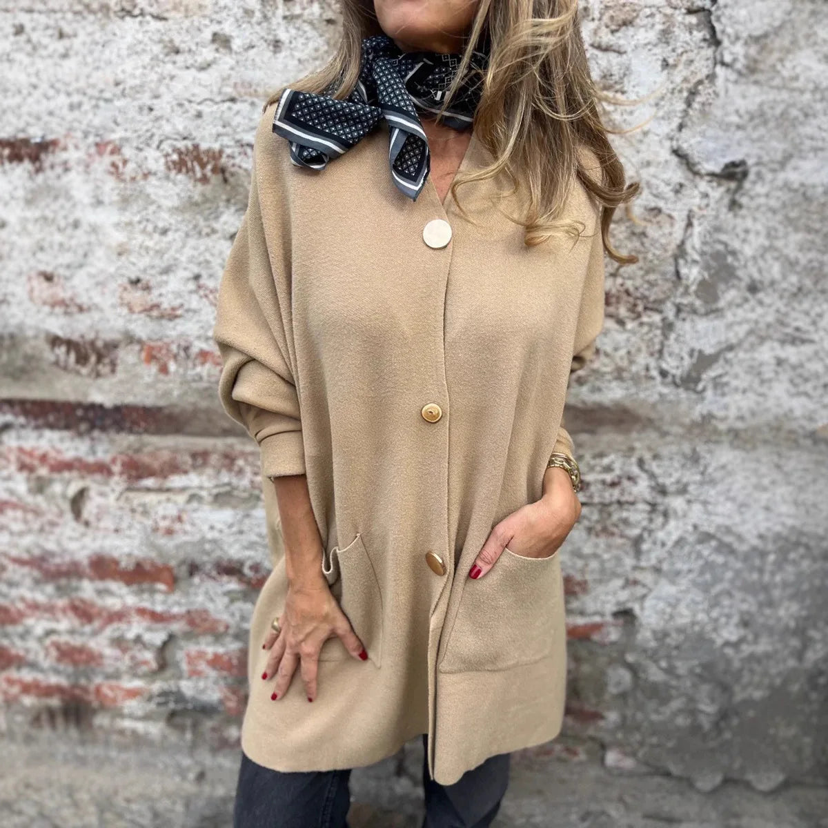 Aveline™ Cardigan in Heavyweight Knit with Gold Buttons and Front Pockets / Timeless, Versatile, and Irresistibly Chic!