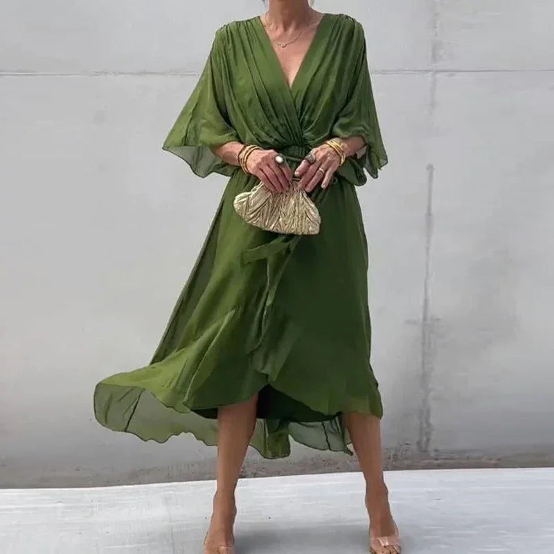 Lumière™ Dress with Flowing Sleeves and Adjustable Waist / The Perfect Balance between Lightness and Elegance!