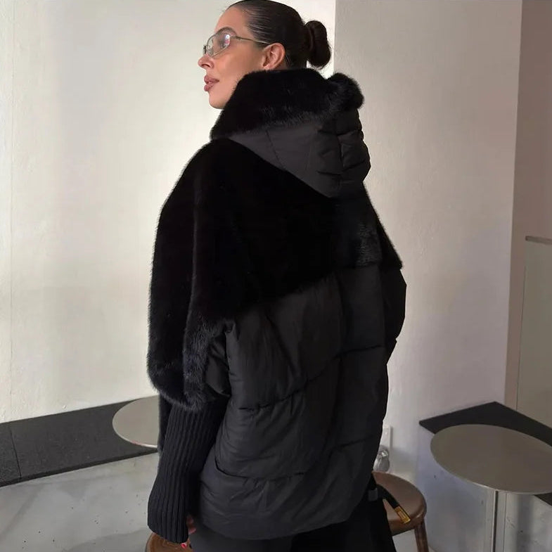 Bordeaux™ Velvety Faux Fur Coat with Oversized Design