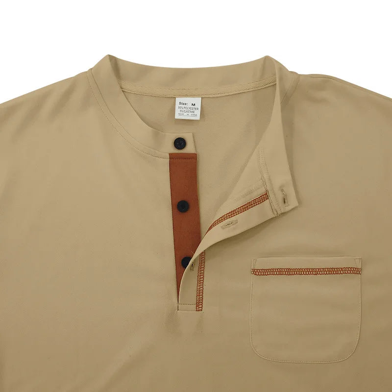 Tavren™ Casual Shirt with Mandarin Collar and Contrast Trim