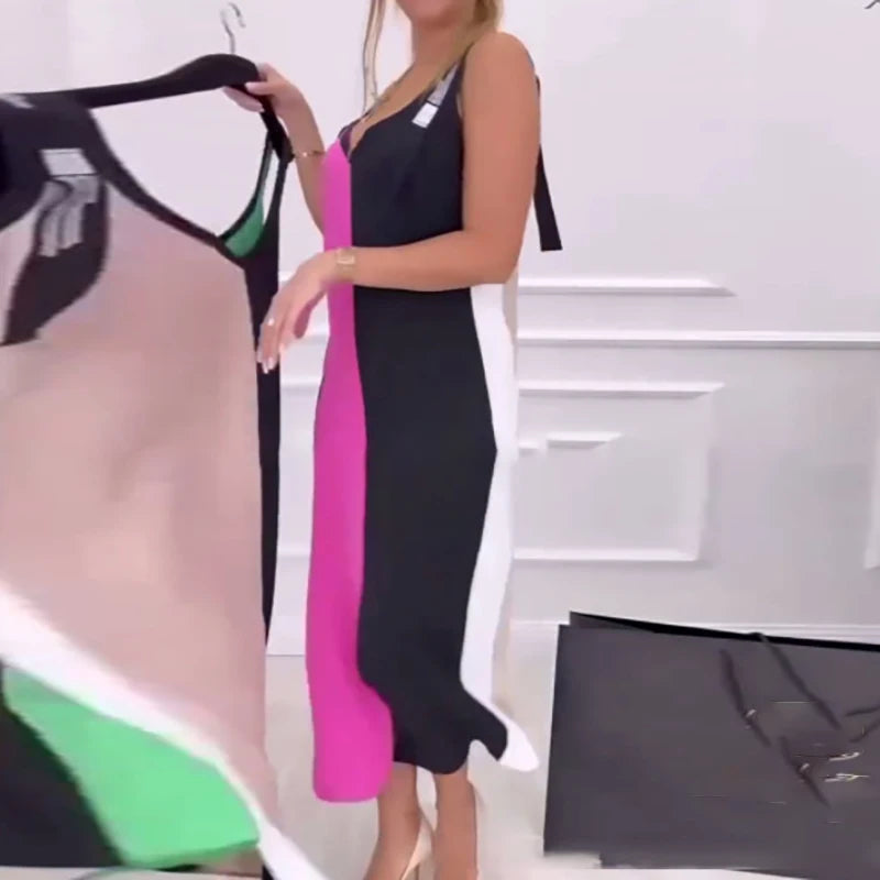 Color Vibe™ Colorblock Dress with Front Slit / For Those Who Express Style with Movement and Attitude!