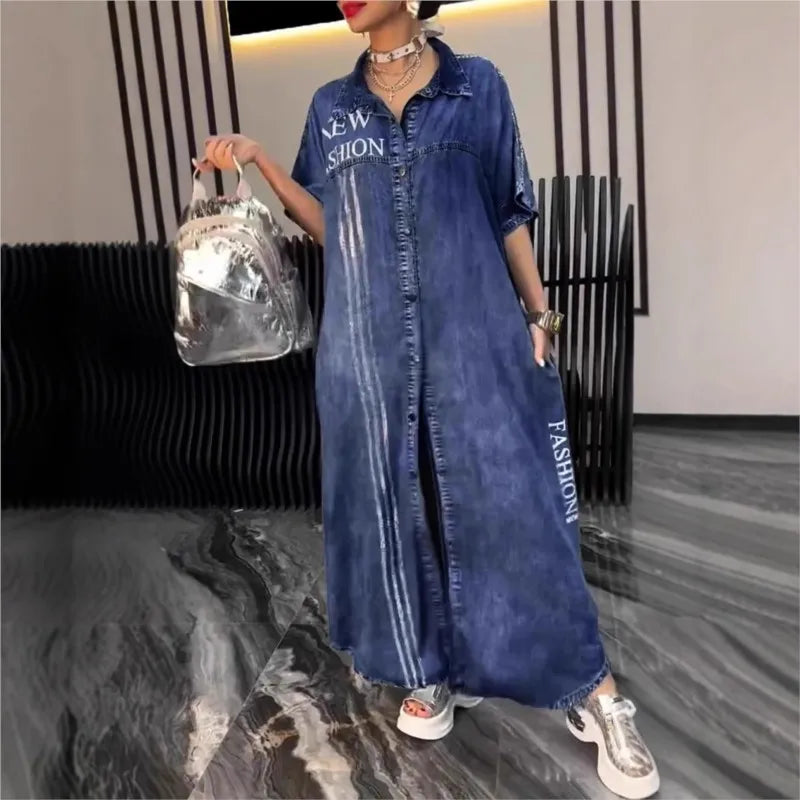 New York™ Dress in Premium Wash Denim and Oversized Design / For Women Who Defy the Basics and Impose Their Style!