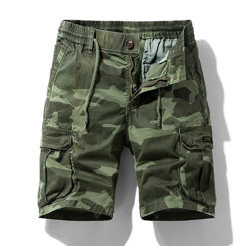 Bravik™ Cargo Shorts with Camouflage Print, Adjustable Waist and Utility Pockets.