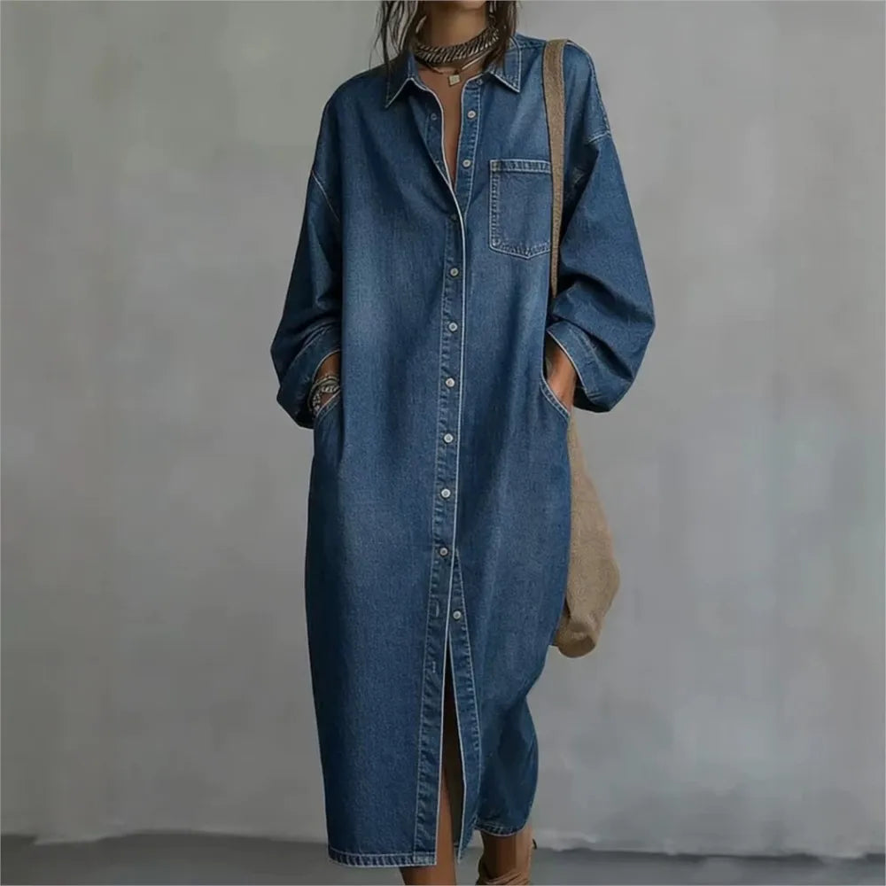 Denim Dress Pescara™ with a Classic Collar and Button-Front Closure