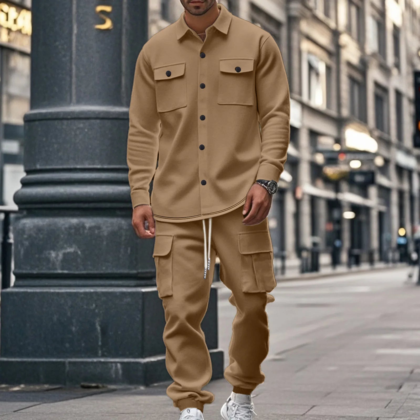 Set Benson™ in Fleece with Long-Sleeve Shirt and Cargo Pants
