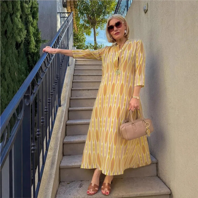 Soleil Class™ Dress in Premium Viscose with Mediterranean Print