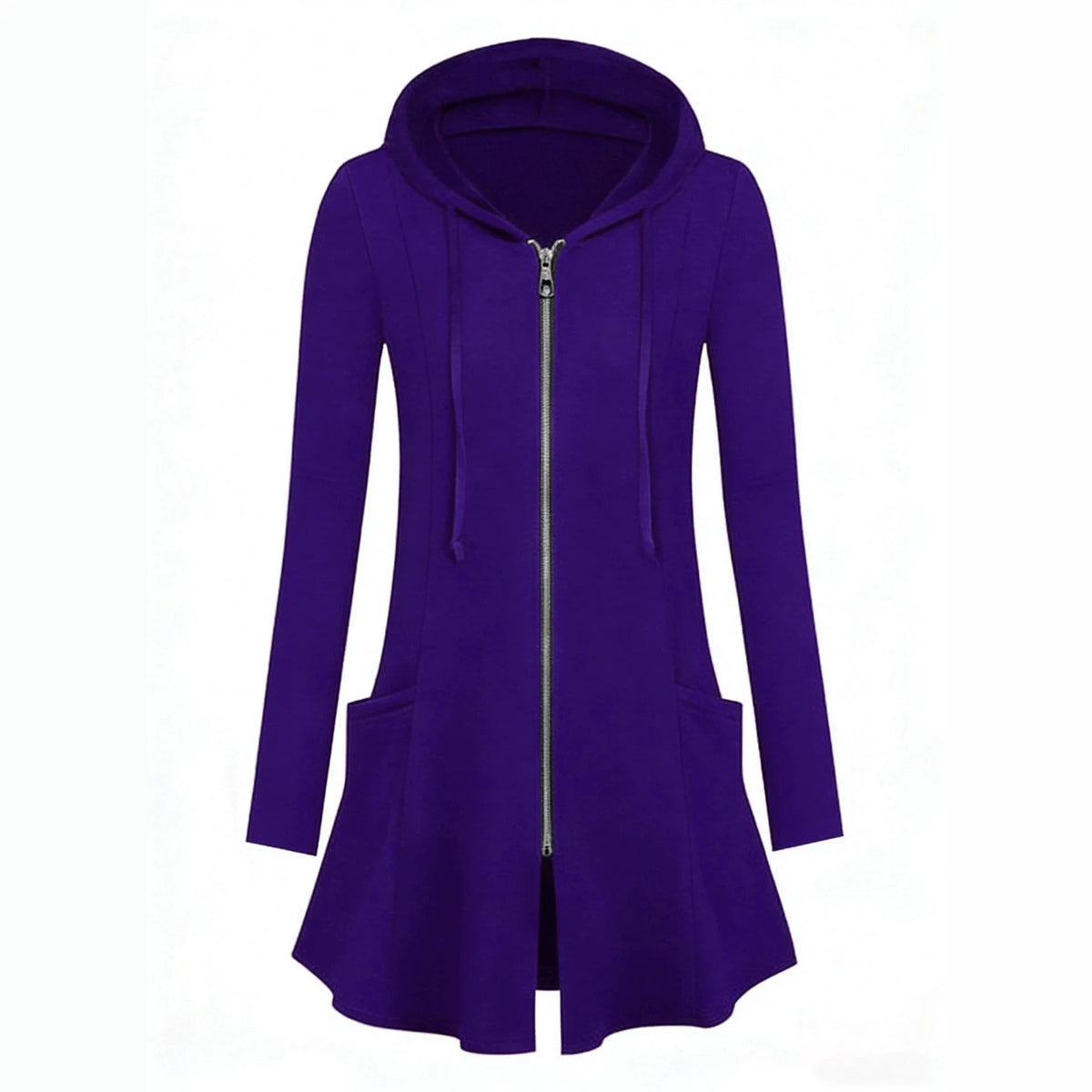 Lucerne™ Hooded Coat with Longline Fit and Metallic Front Zipper