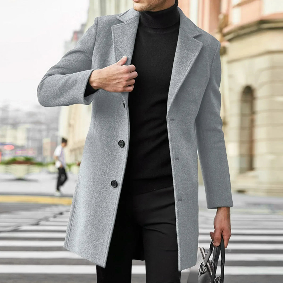 Westford™ Men's Overcoat with Longline Cut, Classic Lapels and Straight Fit
