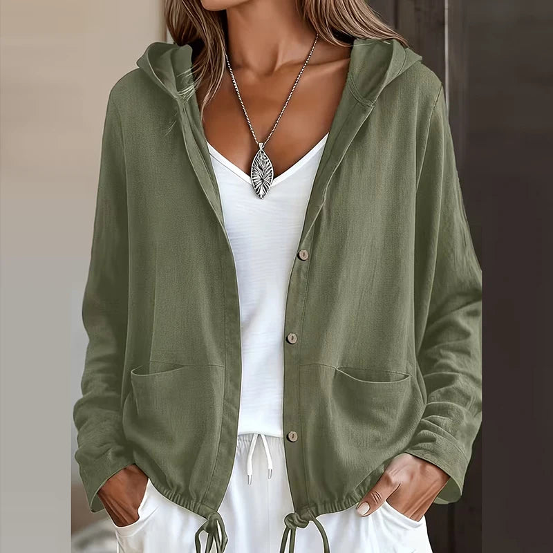Jacket Celine™ with Hood and Adjustable Drawstring Hem