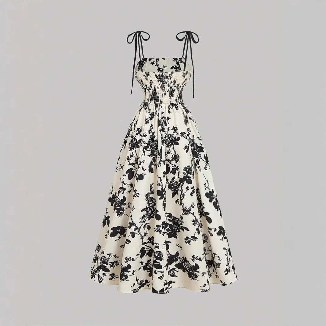 Violet™ Dress with Floral Print and Wide Comfortable Skirt / Timeless Sophistication and Freedom for Real Women!