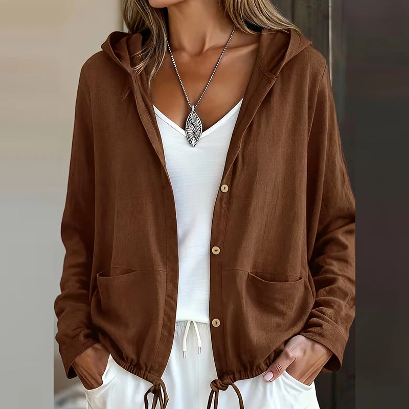 Jacket Celine™ with Hood and Adjustable Drawstring Hem