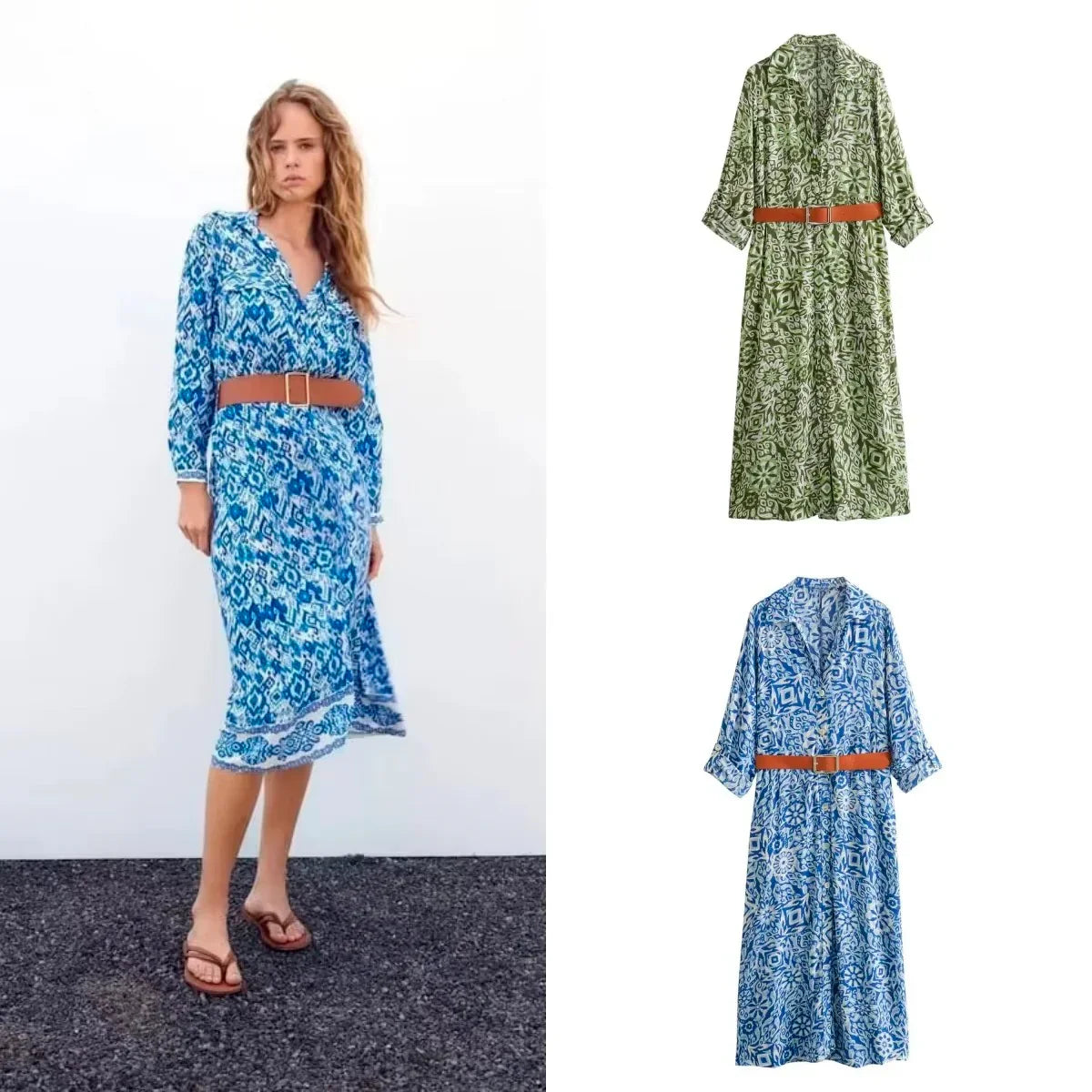 Coastline™ Capri Dress with Chic Belt / Inspired by Classic Italian Mosaics and Portuguese Tiles!