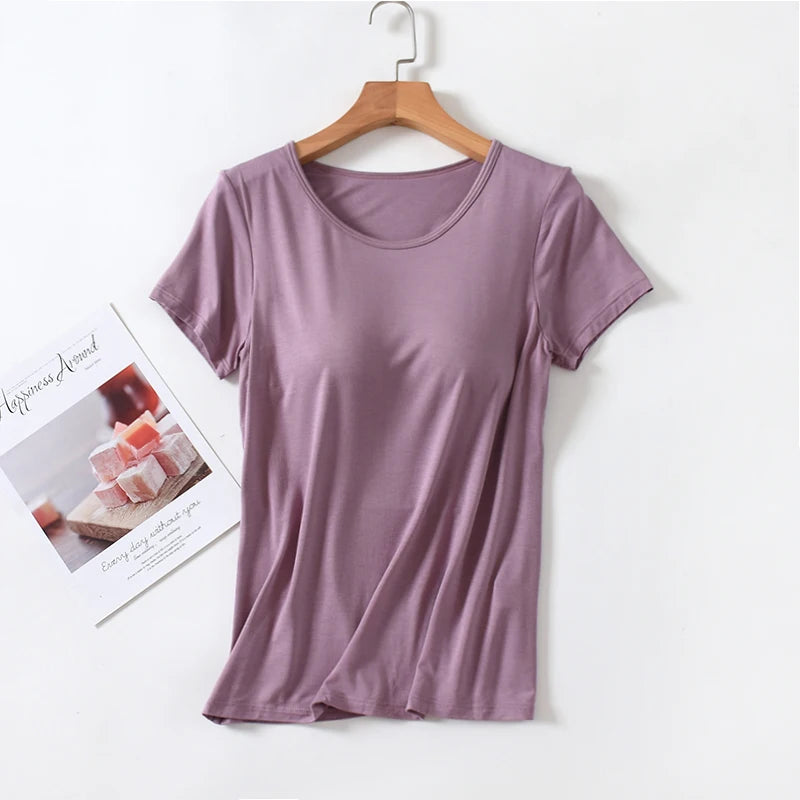 Velina™ Top with Built-In Cups, Short Sleeves and Fitted Silhouette