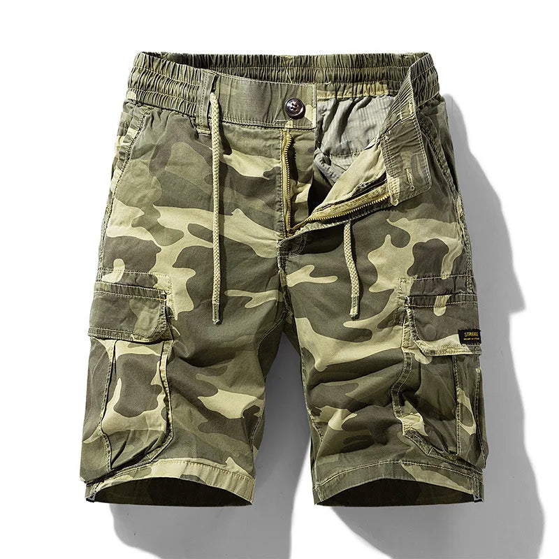 Bravik™ Cargo Shorts with Camouflage Print, Adjustable Waist and Utility Pockets.