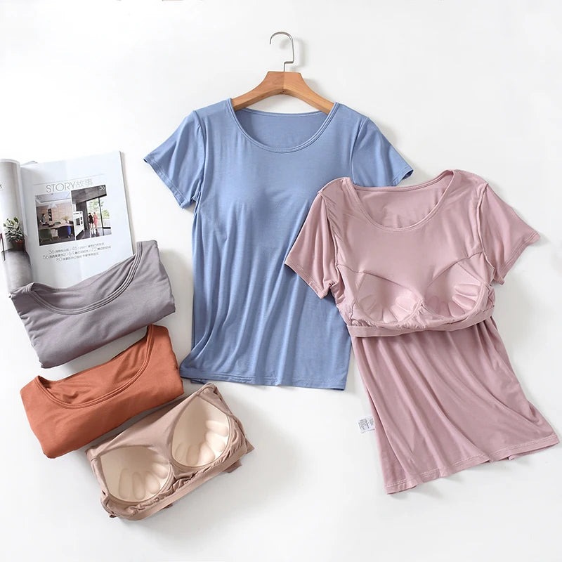 Velina™ Top with Built-In Cups, Short Sleeves and Fitted Silhouette