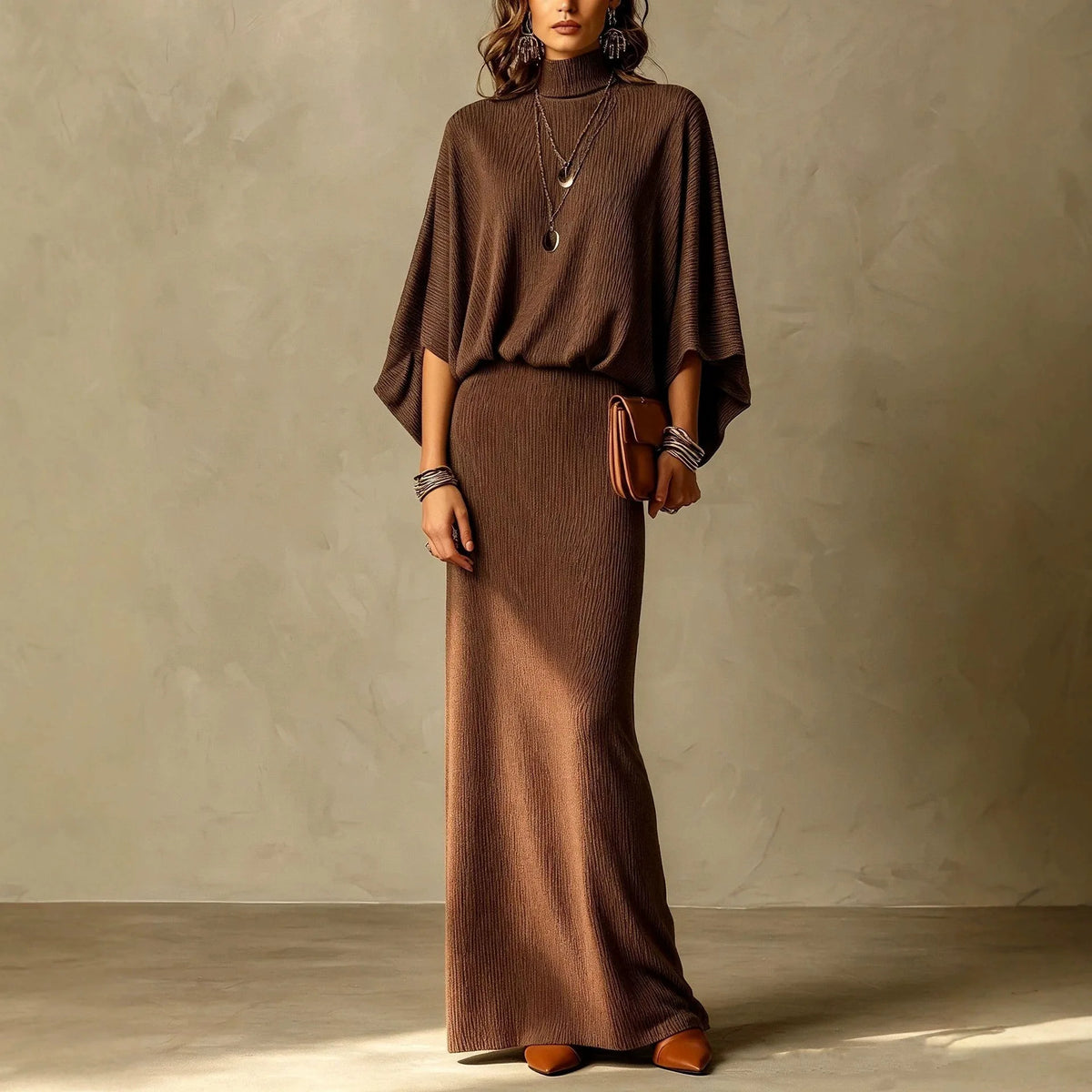 Vicenza™ Two-Piece Set with High-Neck Top and Long Straight-Fit Skirt