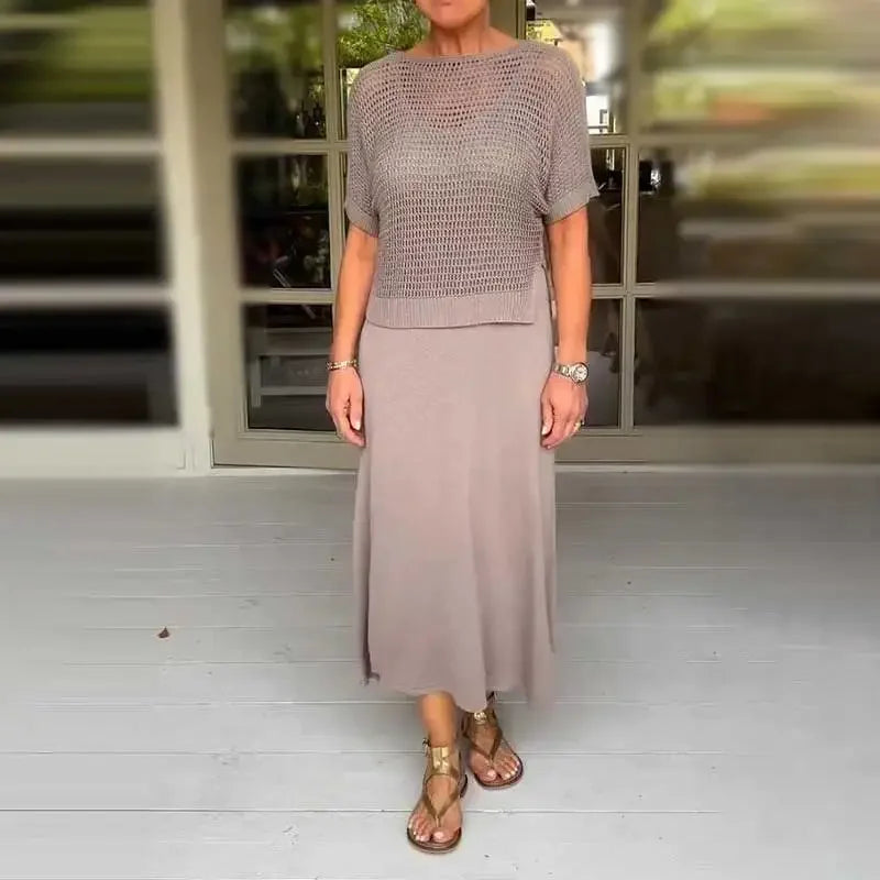 Maresia™ Set with Handmade Crochet Top and Flowing Dress / Casual elegance for summer days!