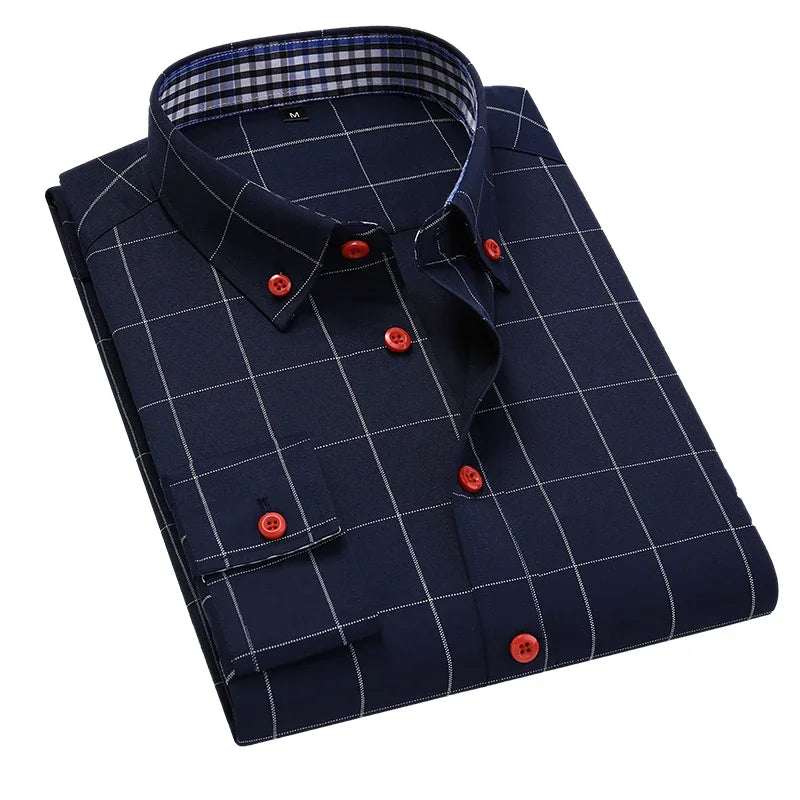 Shirt Alaric™ with Windowpane Pattern, Button-Down Collar and Contrast Buttons