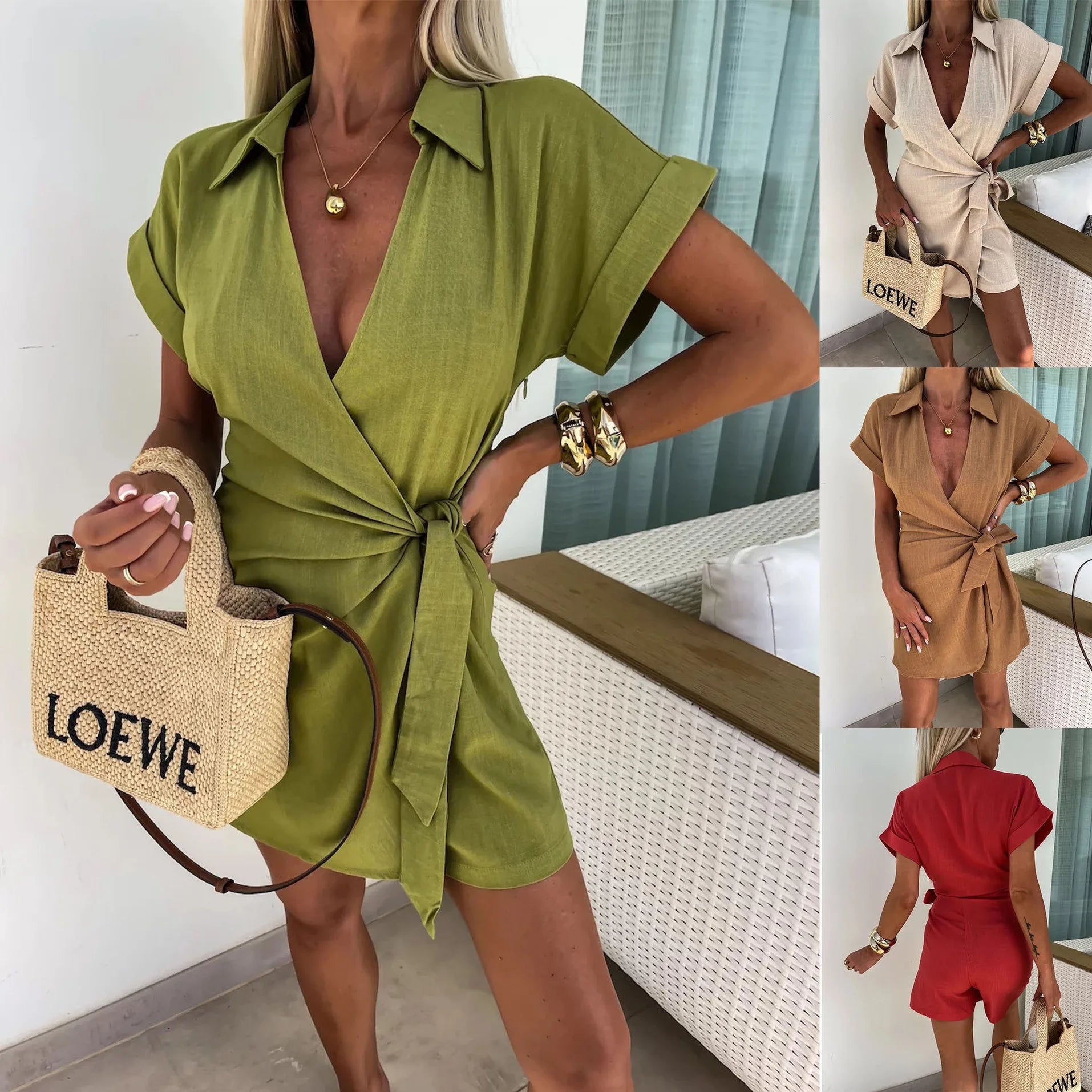 Ravello™ Jumpsuit in Cotton Linen with Side Tie / Chic Versatility in One Piece!