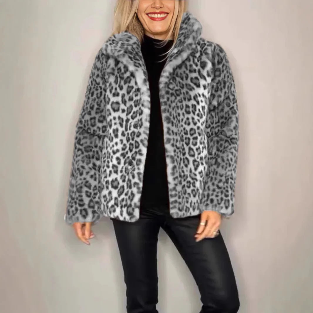 Panther Luxe™ Coat in Plush Fur with Wild Print / The Bold Side of Feminine Elegance!