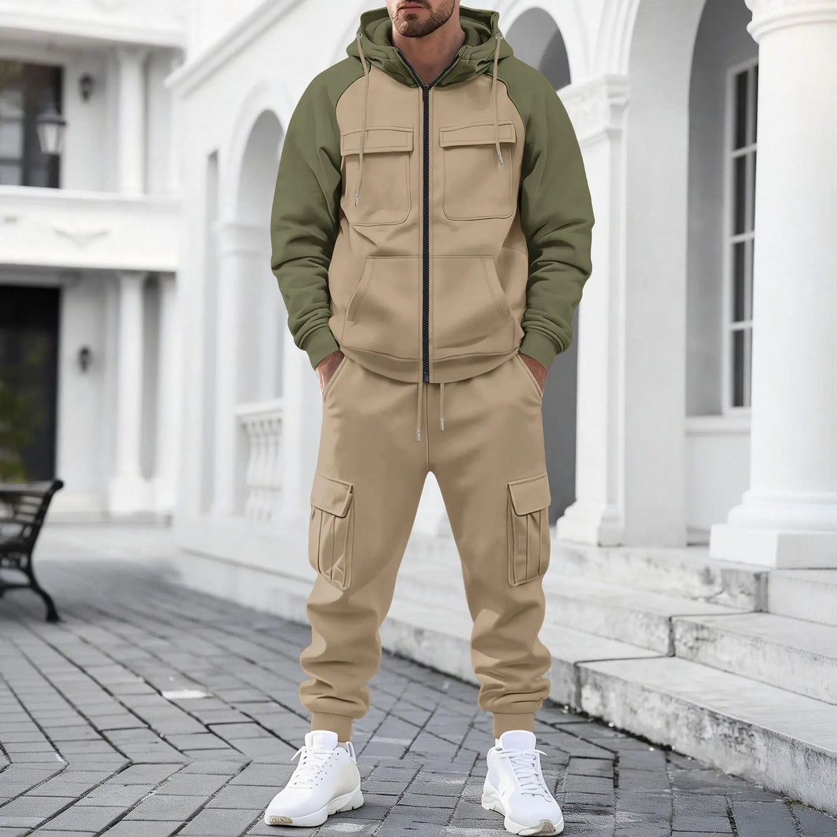 Lennox™ Set with Two-Tone Zip-Up Jacket and Cargo Jogger Pants