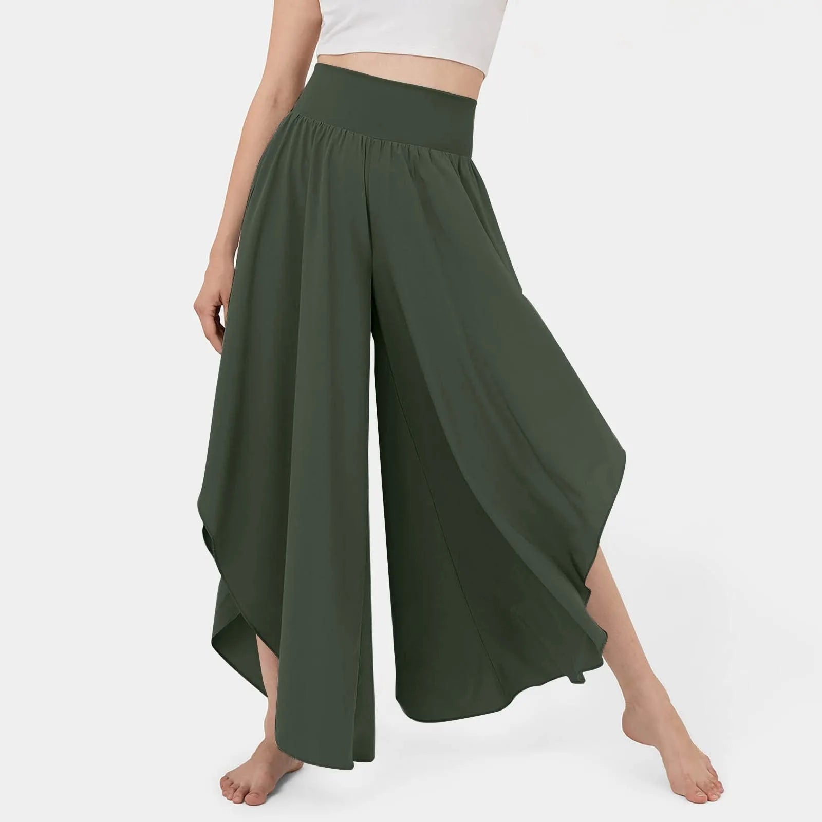 Marvelle™ High-Waisted Wide-Leg Pants with Asymmetrical Cutouts