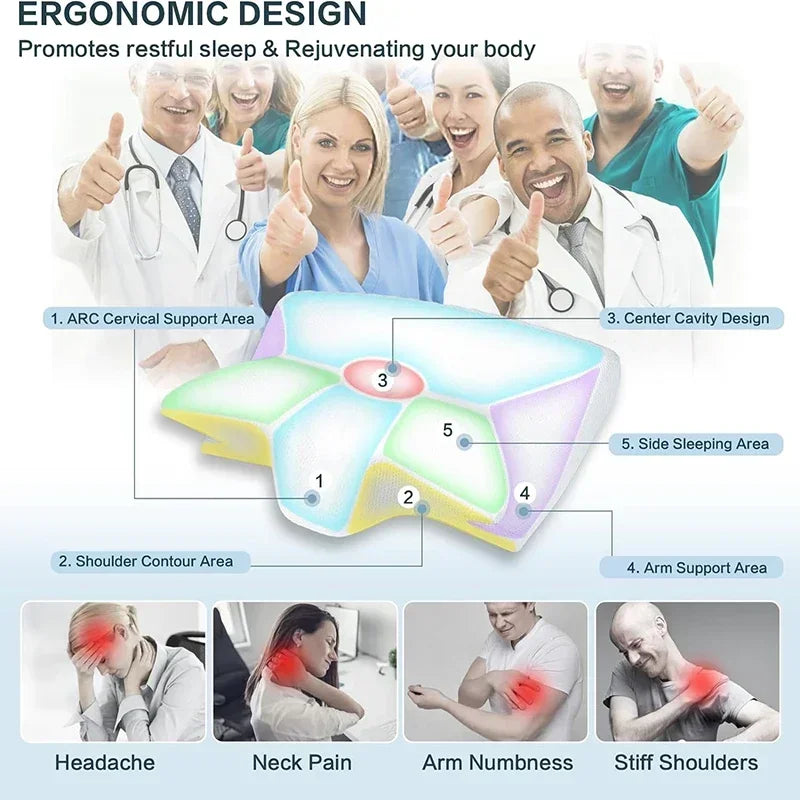 BioForm™ Pillow With Intelligent Cervical Curvature / 2-in-1 Orthopedic Pillow in Viscoelastic Foam to Sleep Painlessly and Wake Up Refreshed!