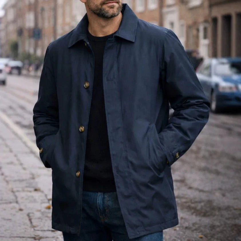 Dorian™ Coat with Structured Collar, Longline Cut and Sturdy Front Buttons