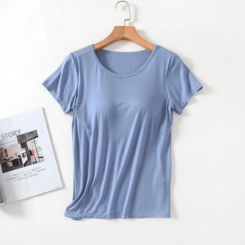 Velina™ Top with Built-In Cups, Short Sleeves and Fitted Silhouette