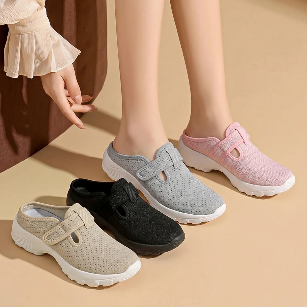 Virela™ Casual Mule Sneakers with Breathable Mesh Upper and Anatomical Sport Sole