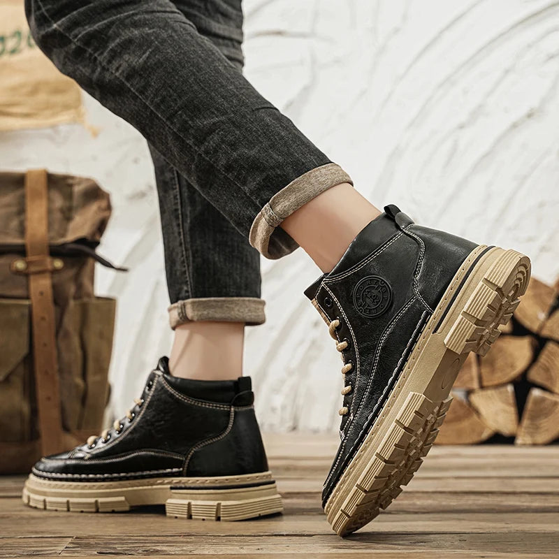Redford™ Premium Handcrafted Leather Boots with Slip-Resistant Lug Sole and Reinforced Stitching