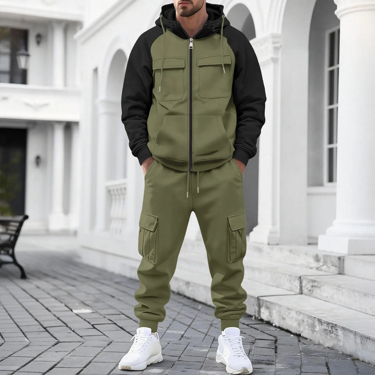 Lennox™ Set with Two-Tone Zip-Up Jacket and Cargo Jogger Pants
