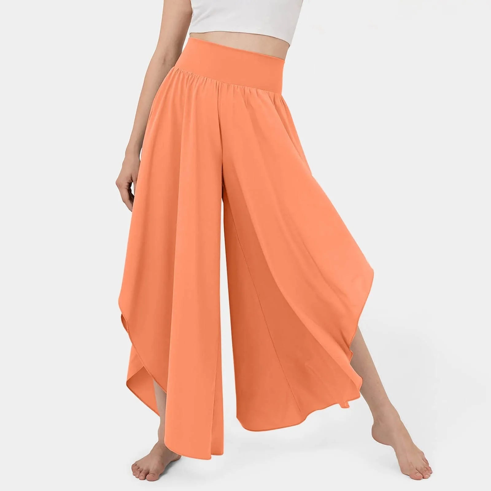 Marvelle™ High-Waisted Wide-Leg Pants with Asymmetrical Cutouts