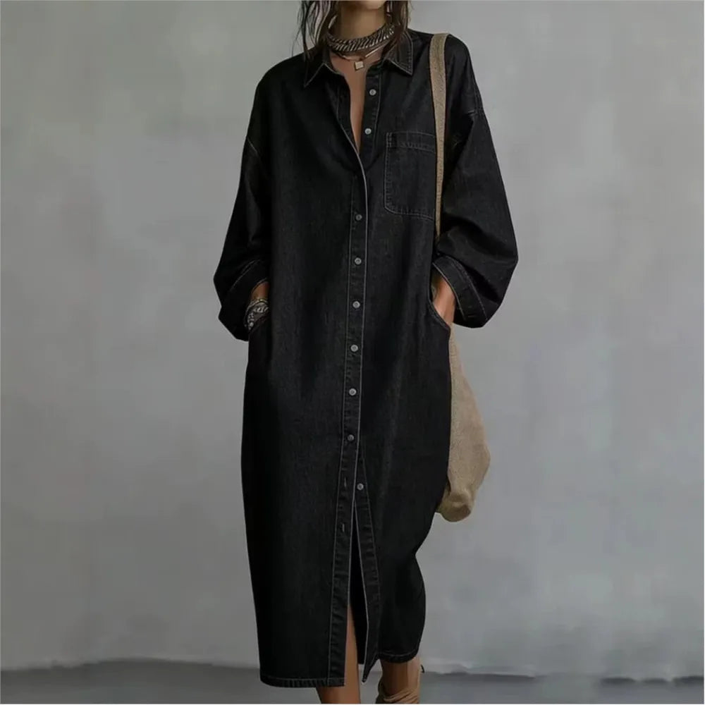 Denim Dress Pescara™ with a Classic Collar and Button-Front Closure