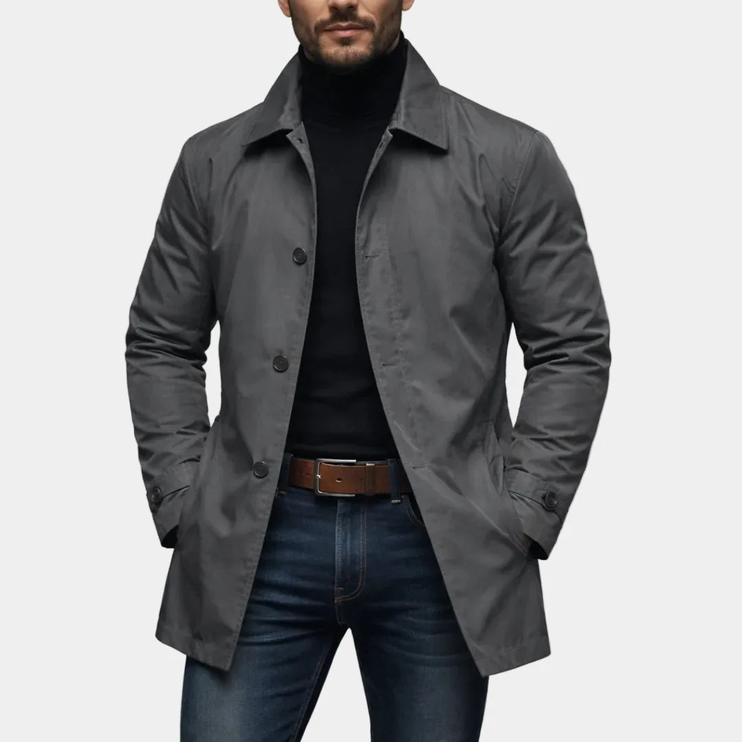 Dorian™ Coat with Structured Collar, Longline Cut and Sturdy Front Buttons
