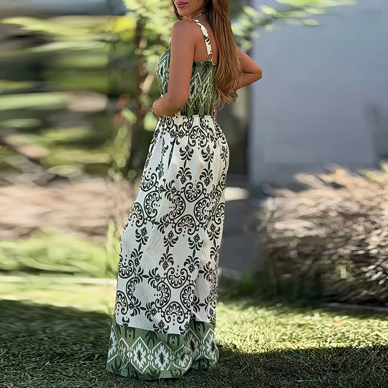 Salina™ Jumpsuit with Mediterranean Print, Defined Waist and Wide-Leg Silhouette