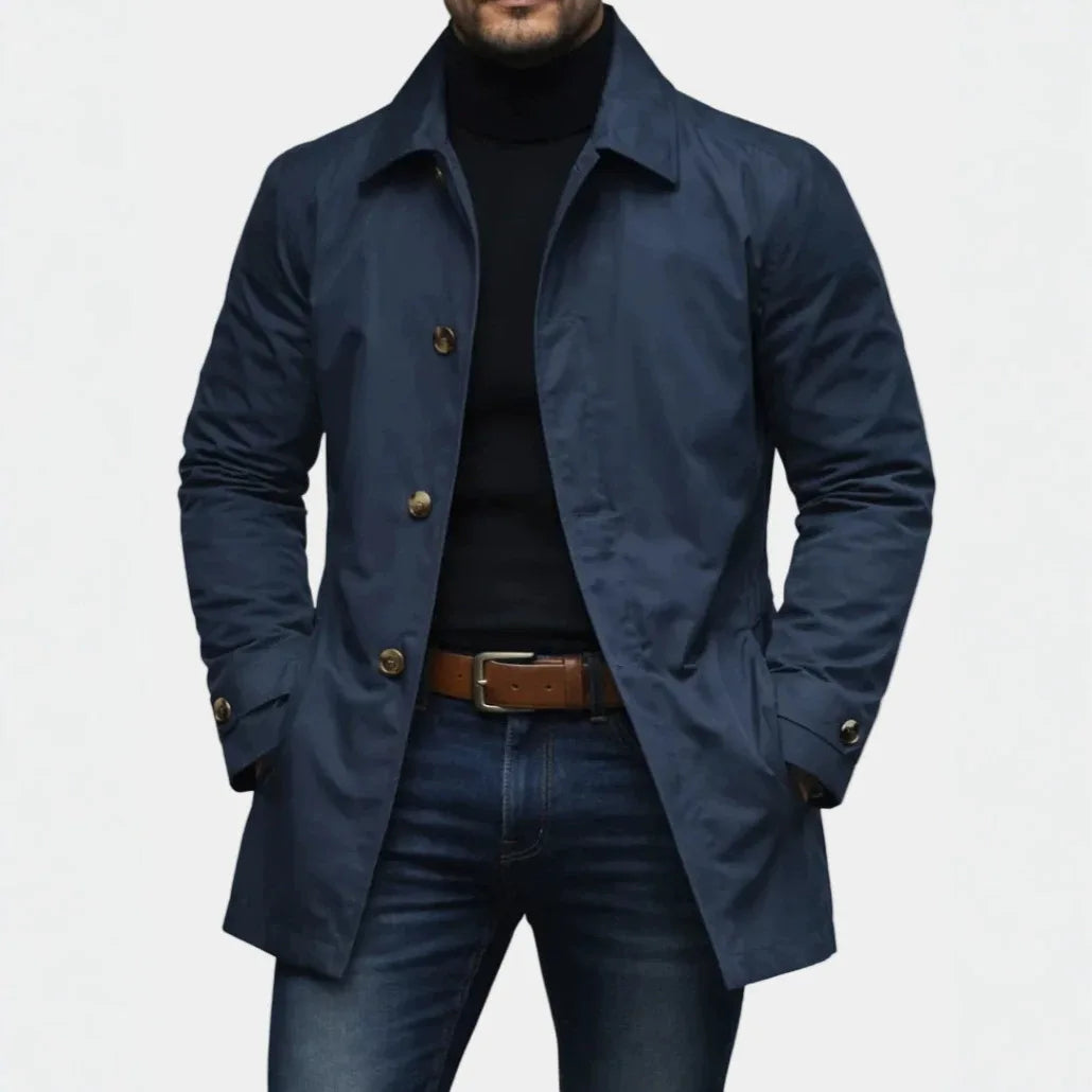 Dorian™ Coat with Structured Collar, Longline Cut and Sturdy Front Buttons